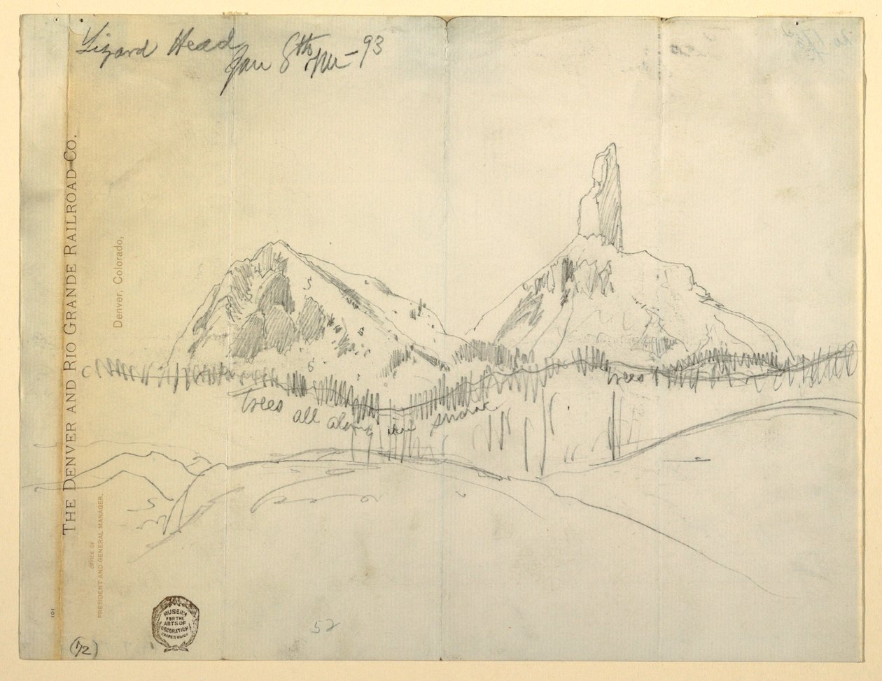 Rysunek, Głowa Jaszczurki, Kolorado autorstwa Thomas Moran
