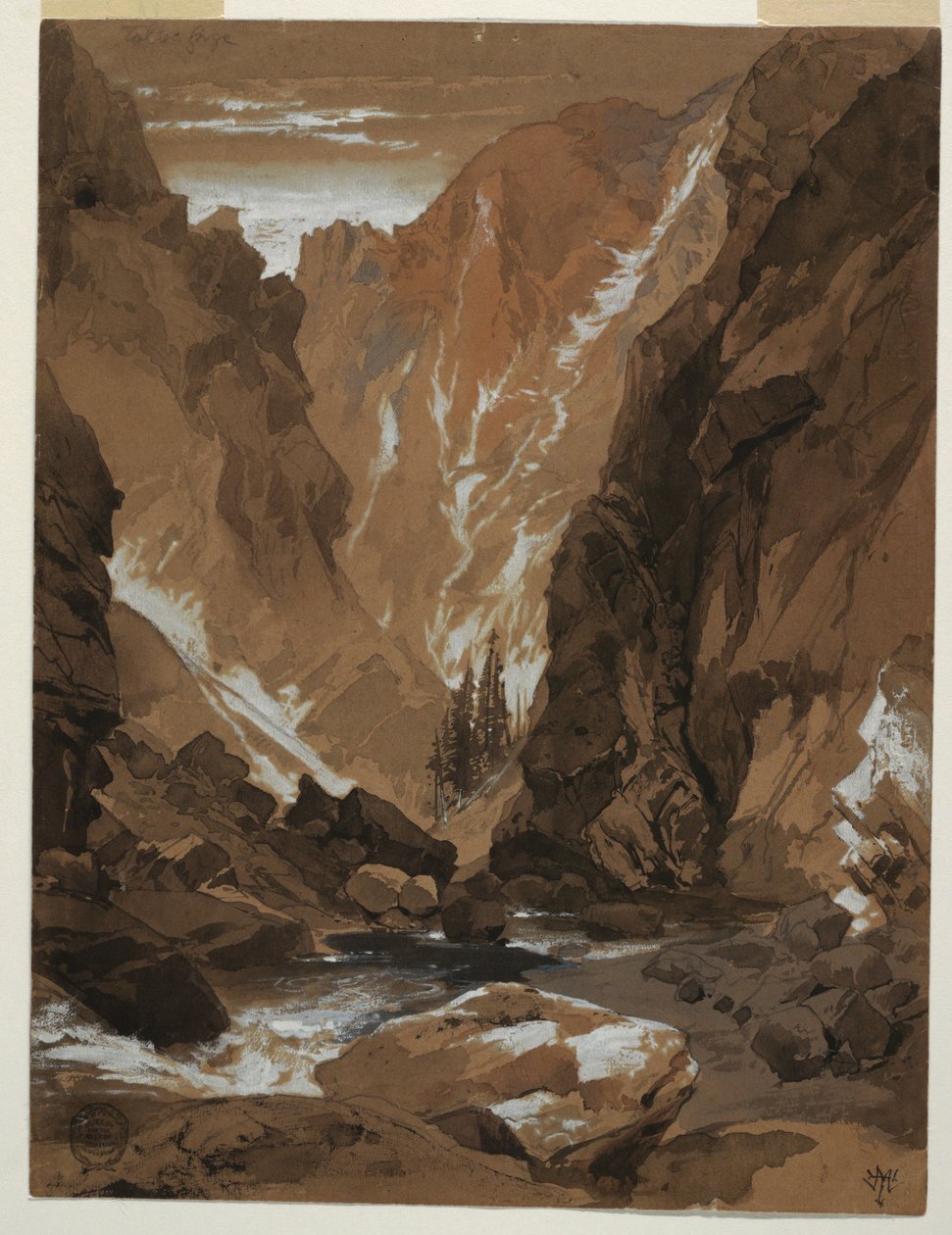 Rysunek, wąwóz Toltec, Kolorado, 1881 r. autorstwa Thomas Moran