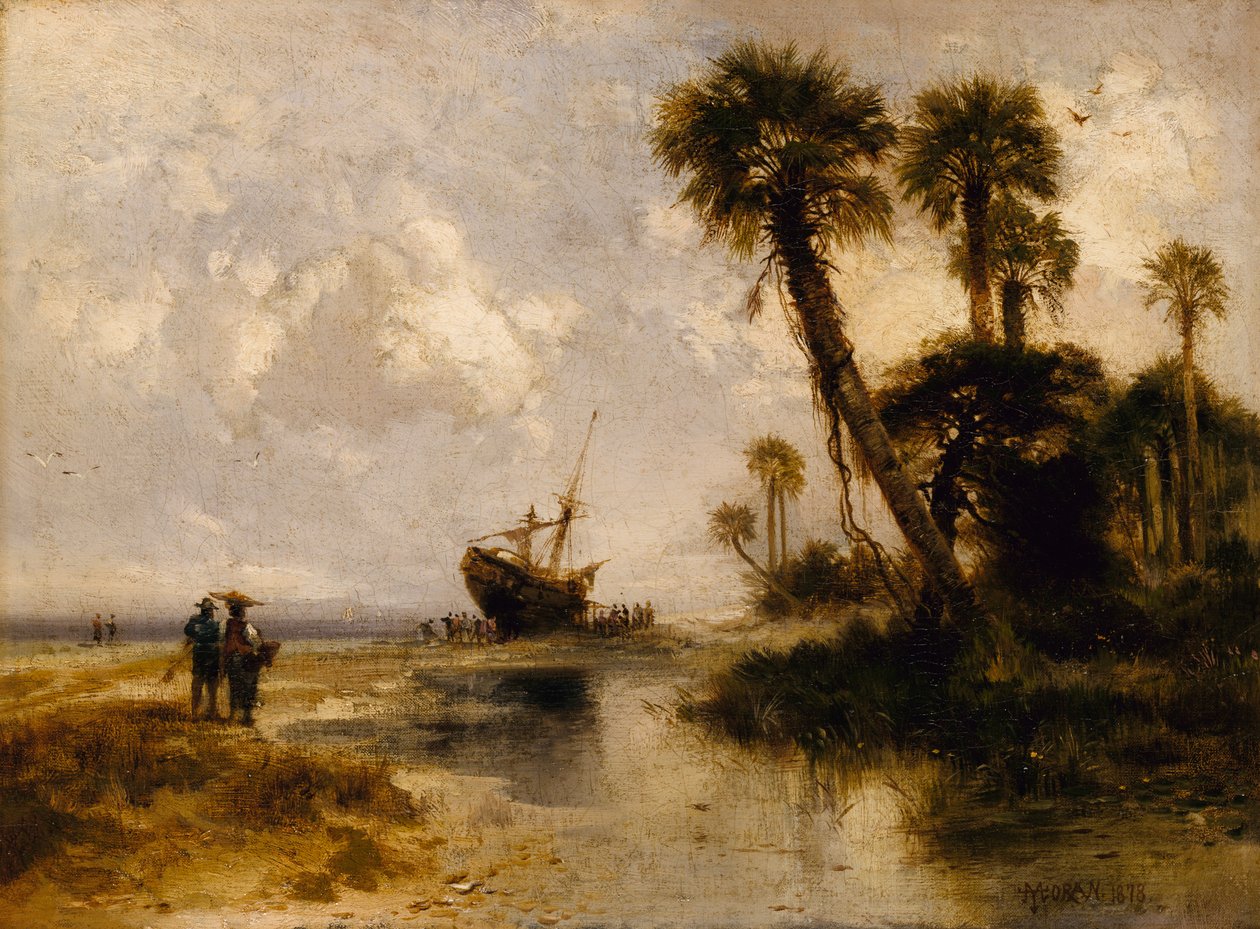 Fort George Island na Florydzie, 1878 r. autorstwa Thomas Moran