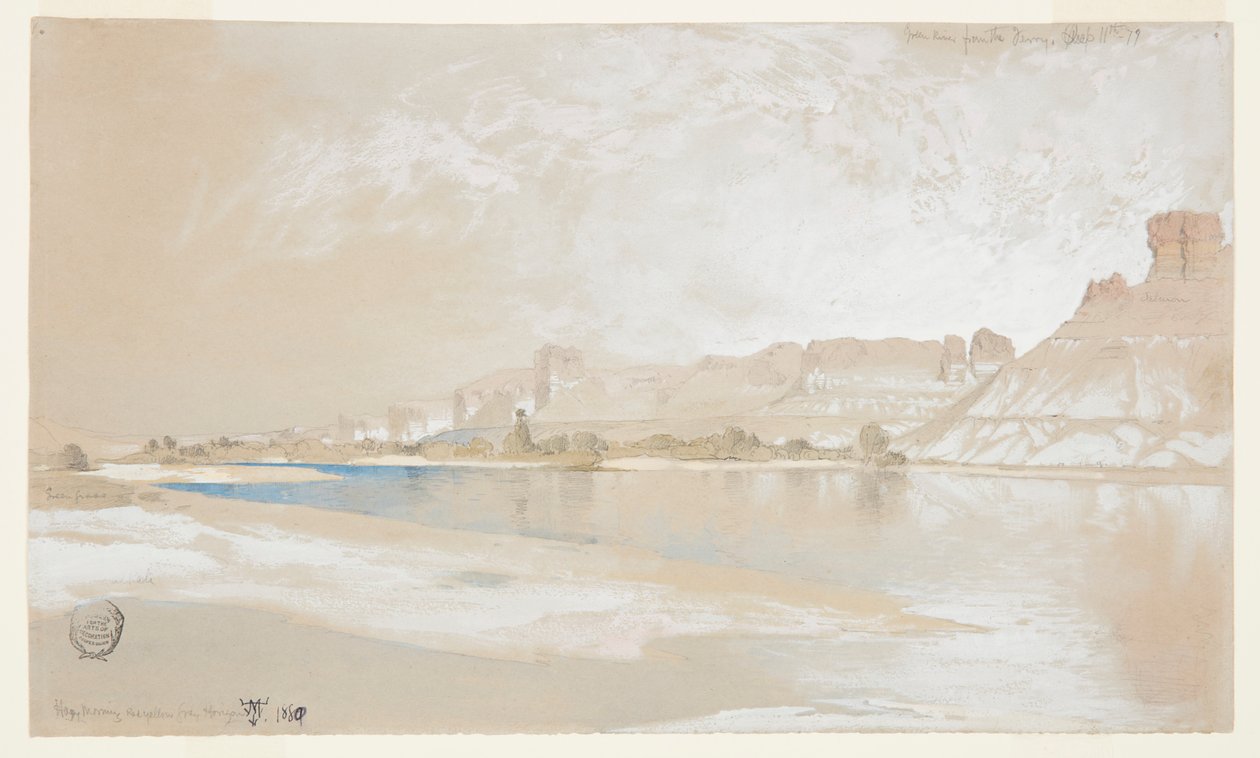 Green River z promu, terytorium Wyoming autorstwa Thomas Moran