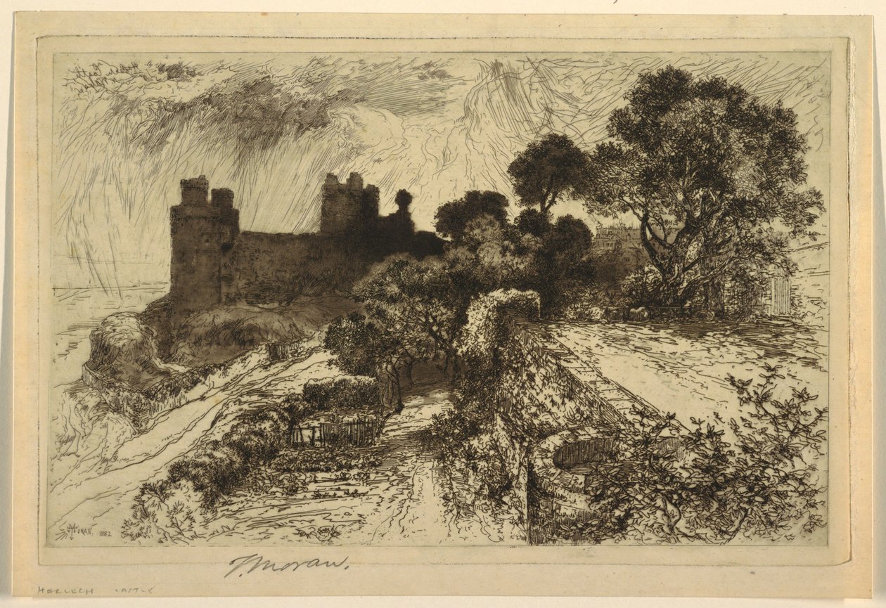Zamek Harlech, Północna Walia autorstwa Thomas Moran
