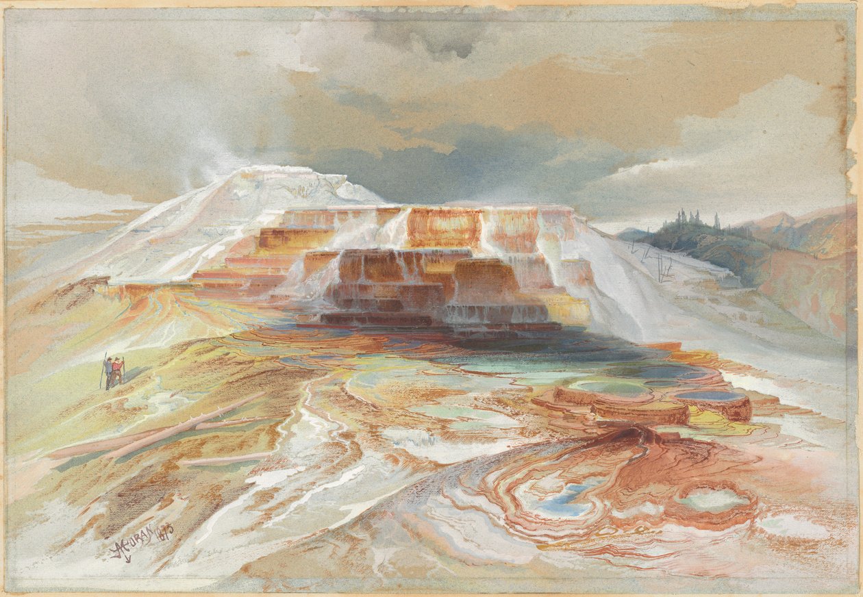 Gorące źródła rzeki Gardiner, Yellowstone autorstwa Thomas Moran