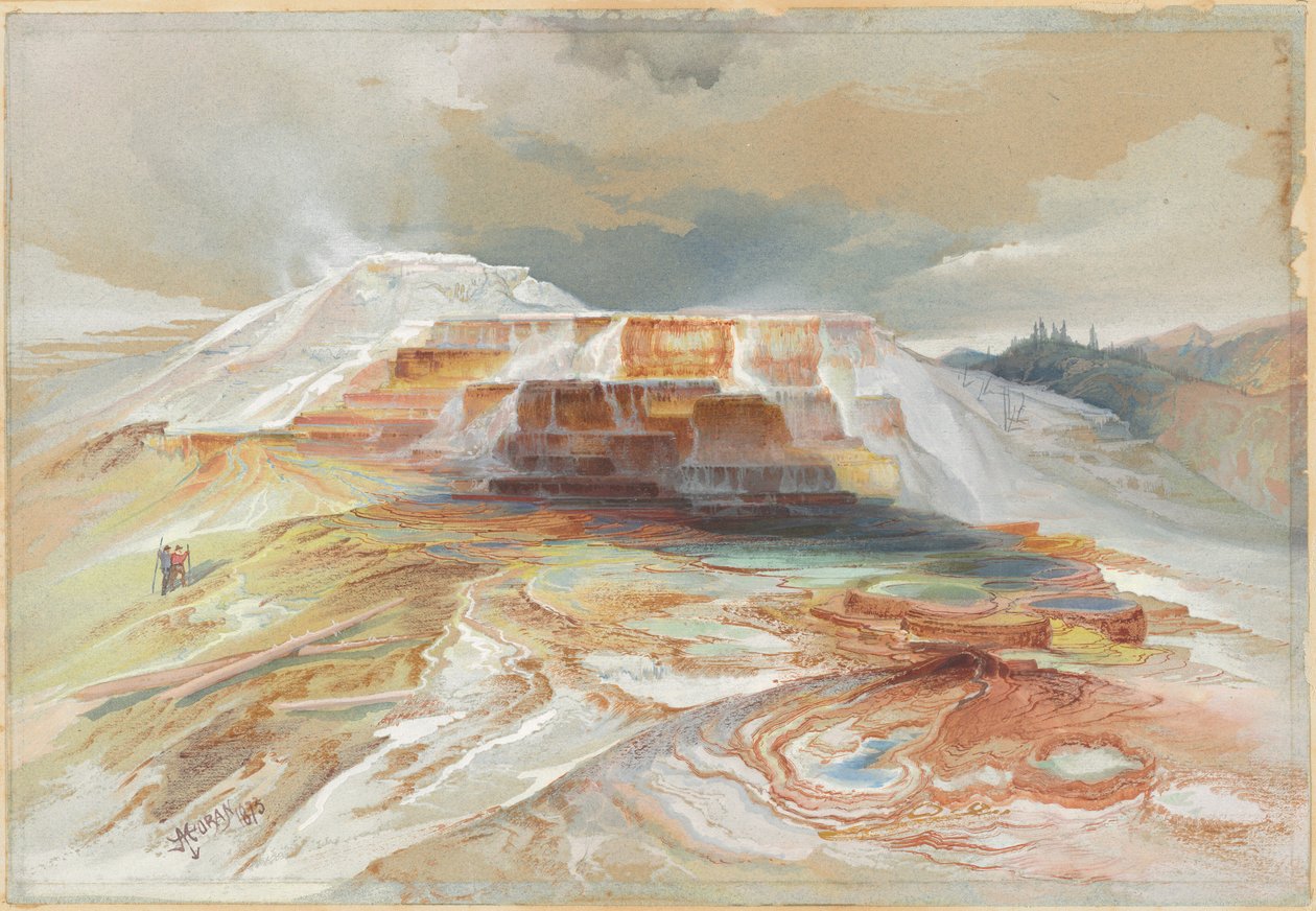 Gorące źródła rzeki Gardiner, Yellowstone autorstwa Thomas Moran