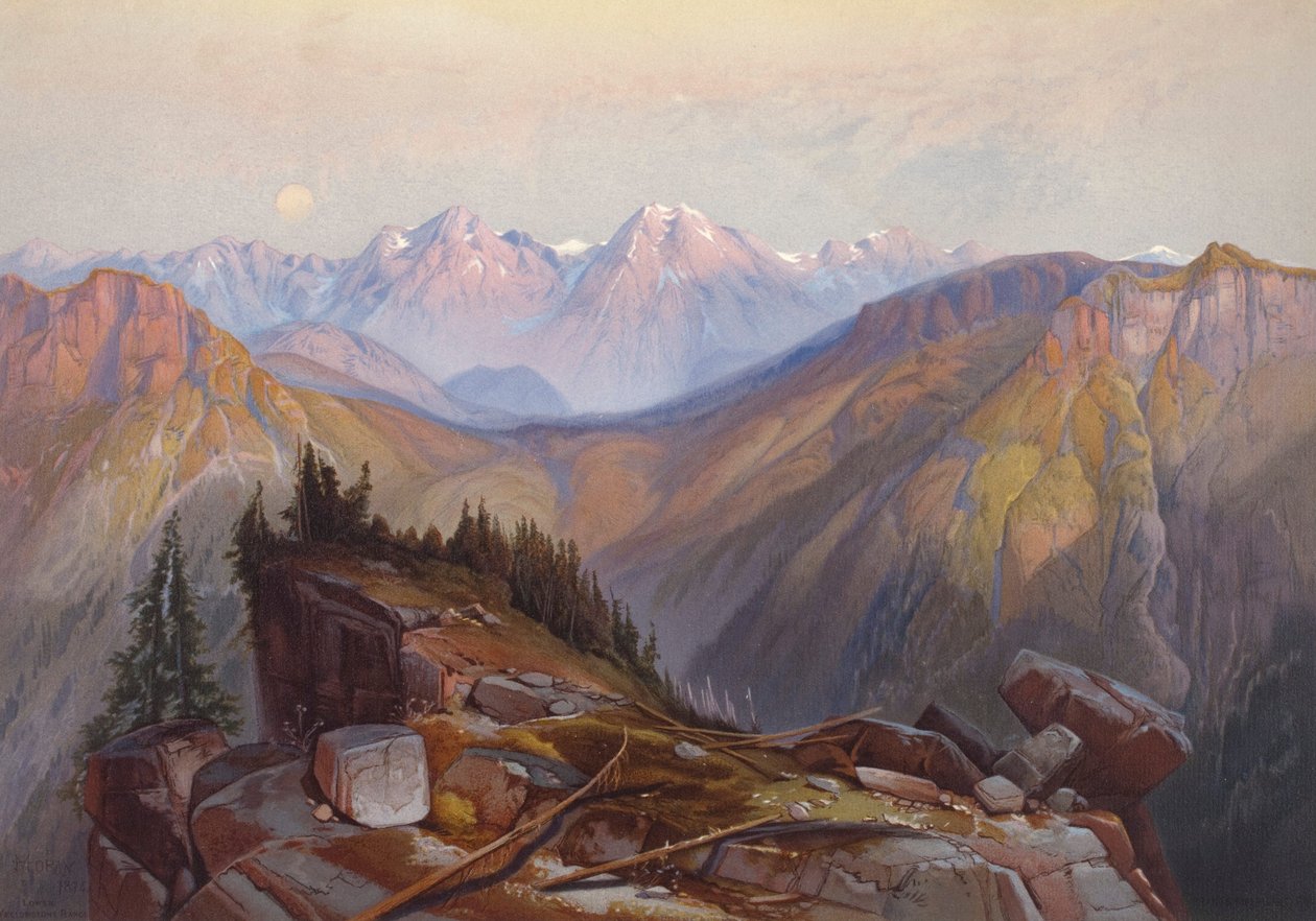 Dolne pasmo Yellowstone widziane z Parku Narodowego Yellowstone autorstwa Thomas Moran