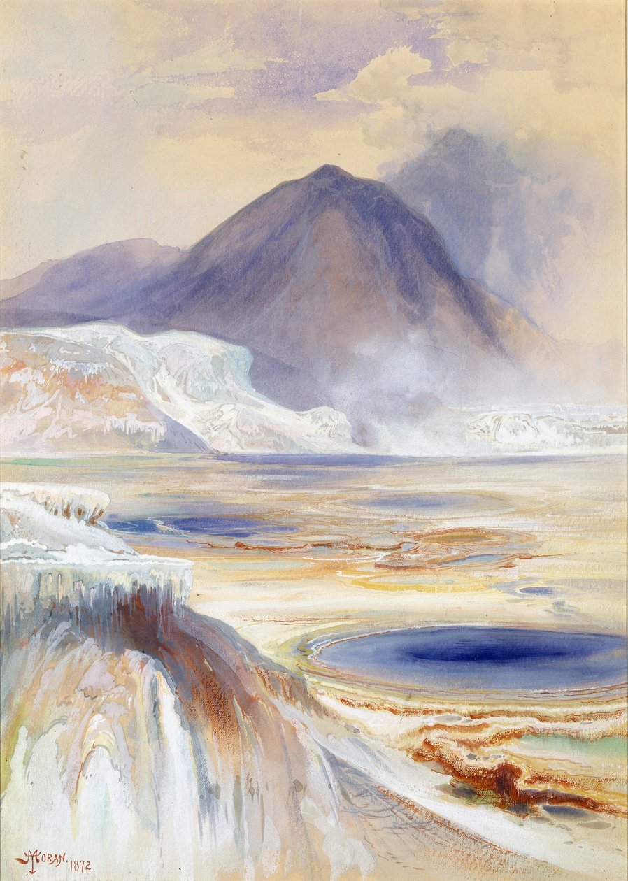 Mammoth Hot Springs, Yellowstone autorstwa Thomas Moran