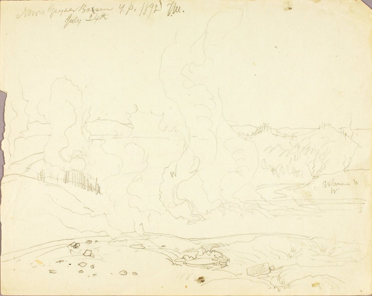 Norris Geyser Basin, Park Yellowstone autorstwa Thomas Moran