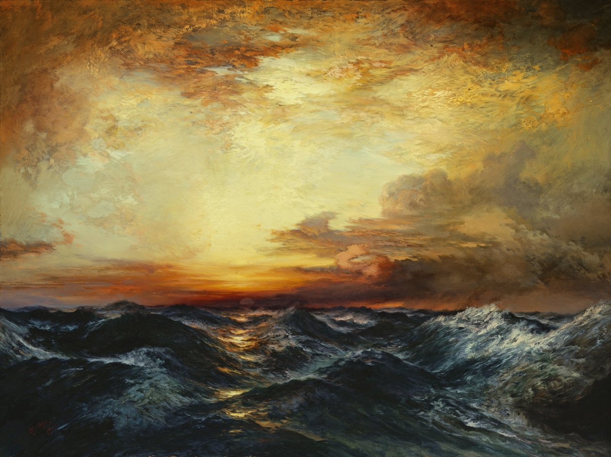Zachód słońca na Pacyfiku, 1907 autorstwa Thomas Moran