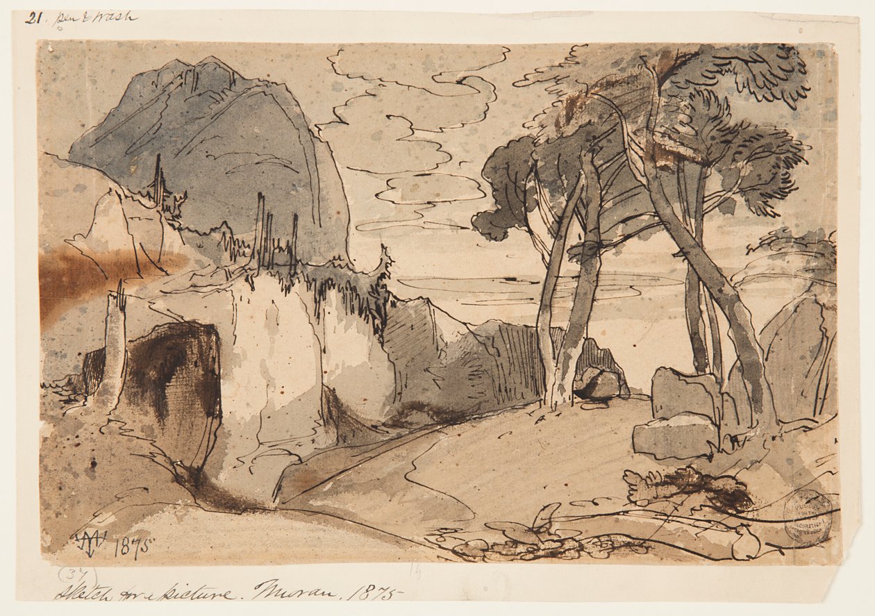 Droga w górskim krajobrazie autorstwa Thomas Moran