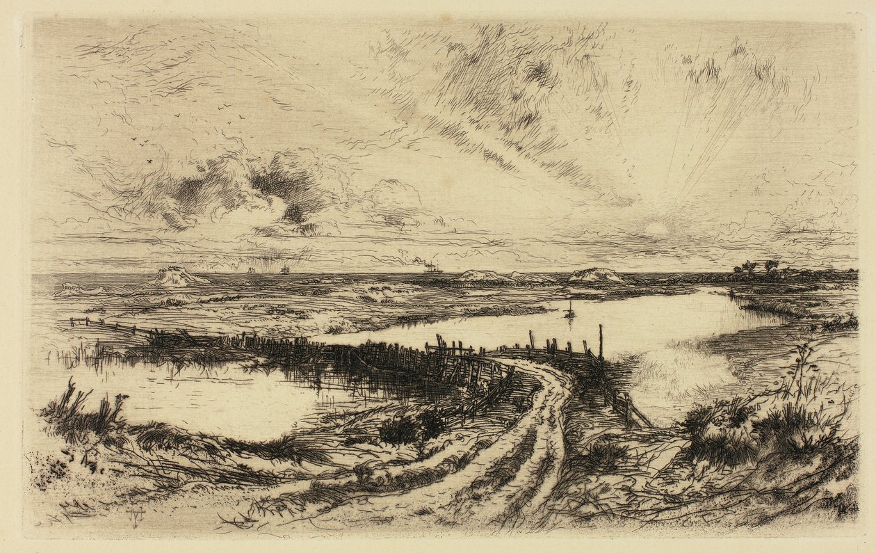 Wschód słońca — staw, East Hampton autorstwa Thomas Moran