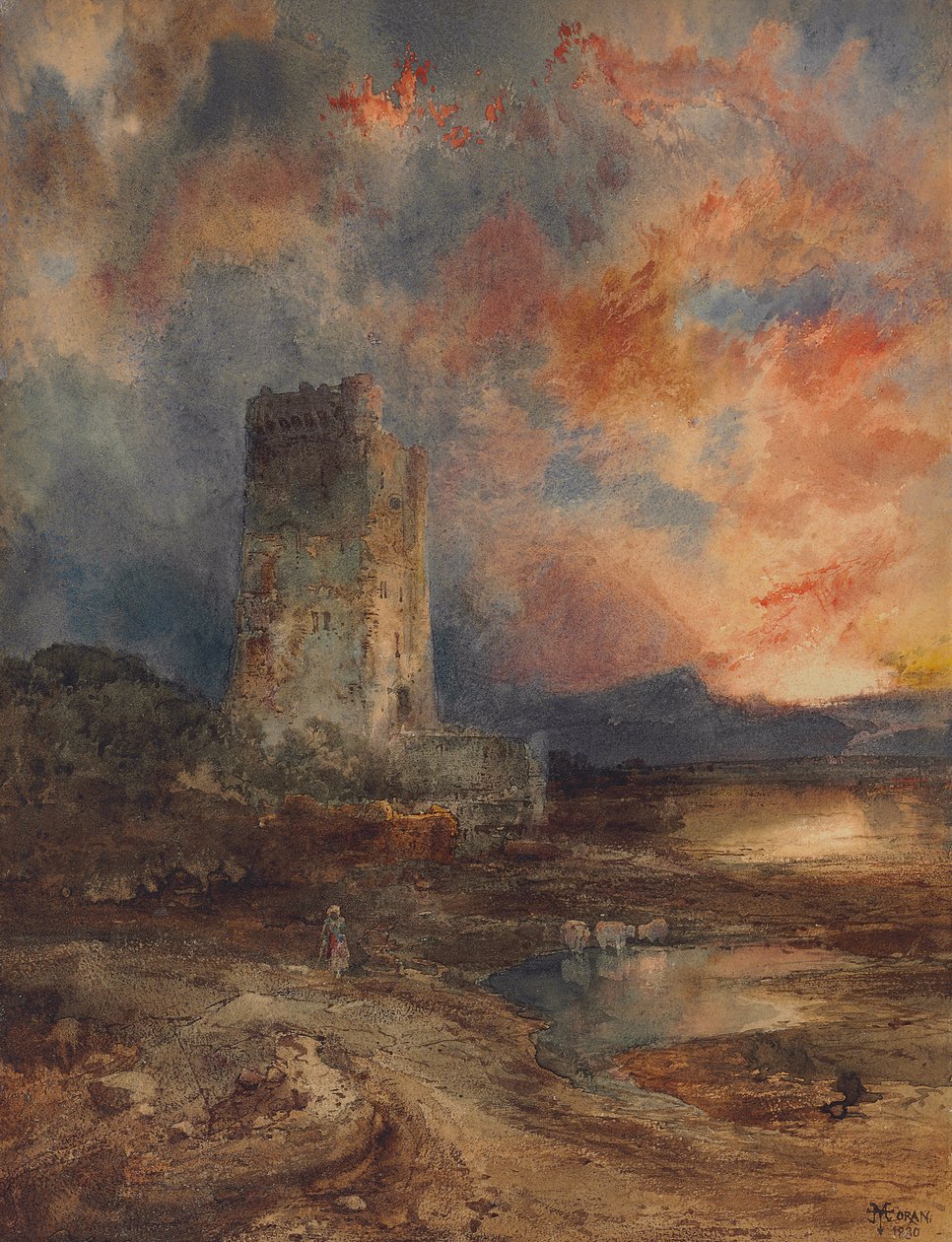 Zachód słońca na Moor, 1880 autorstwa Thomas Moran