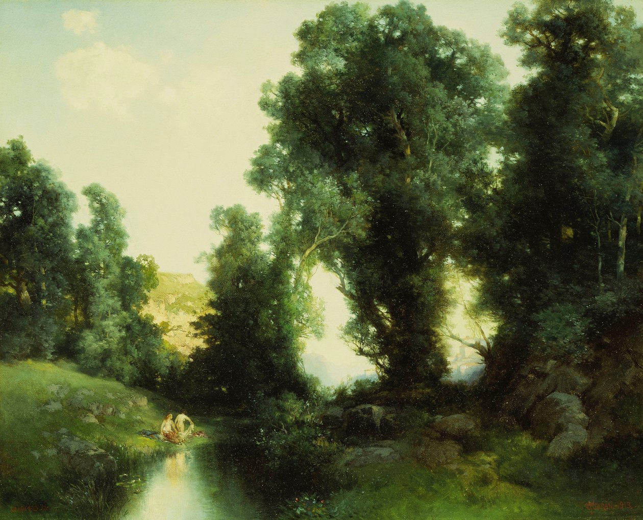 Kąpielisko, Cuernavaca, Meksyk, 1913 autorstwa Thomas Moran
