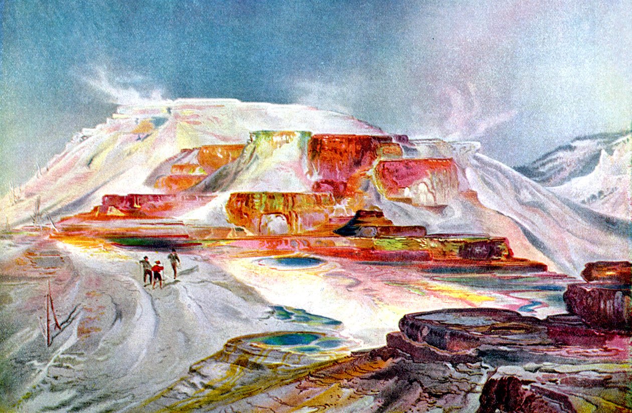 Gorące źródła mamuta, ok. 1880 r. (rycina) autorstwa Thomas Moran