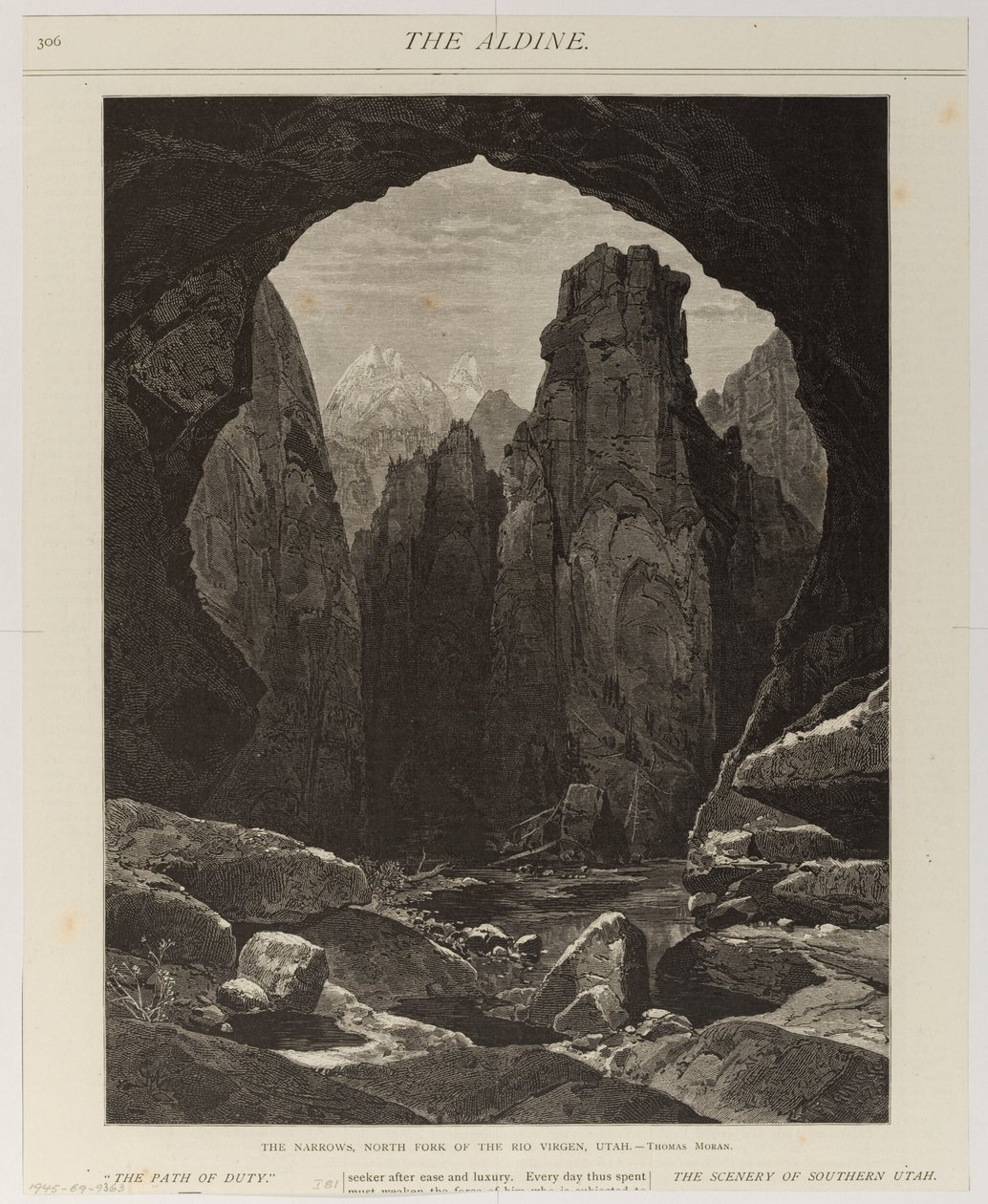 Wąwóz, północne ramię Rio Virgen, Utah autorstwa Thomas Moran