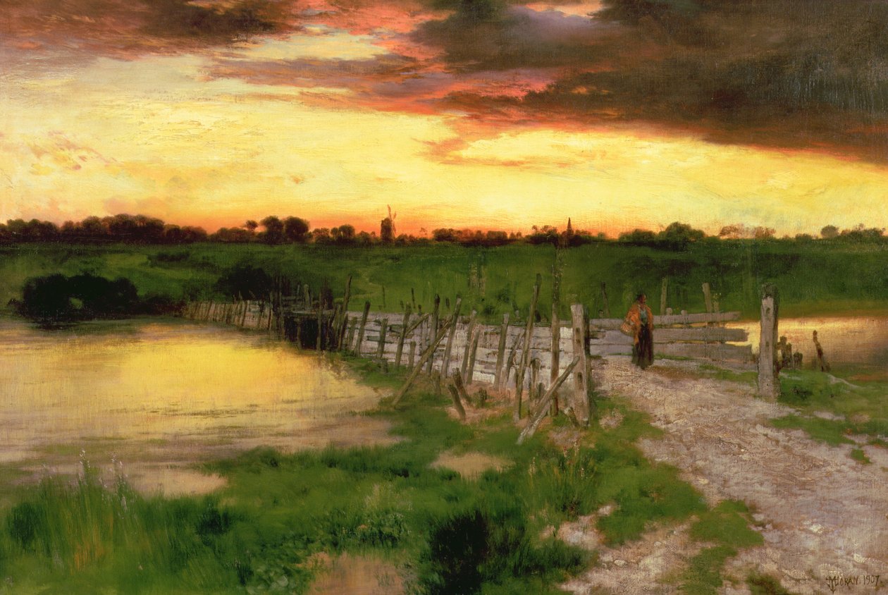 Stary most nad stawem Hook, 1907 autorstwa Thomas Moran