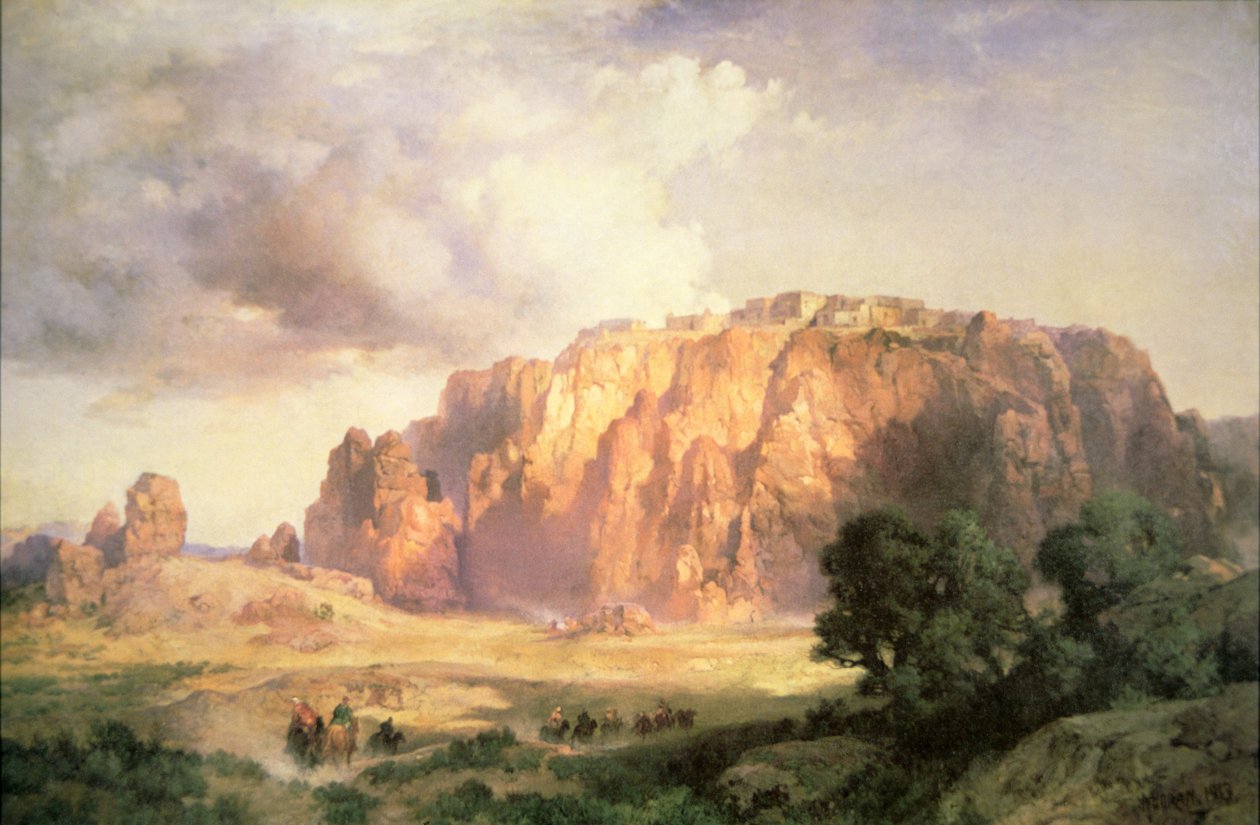 Pueblo of Acoma, Nowy Meksyk (olej na płótnie) autorstwa Thomas Moran