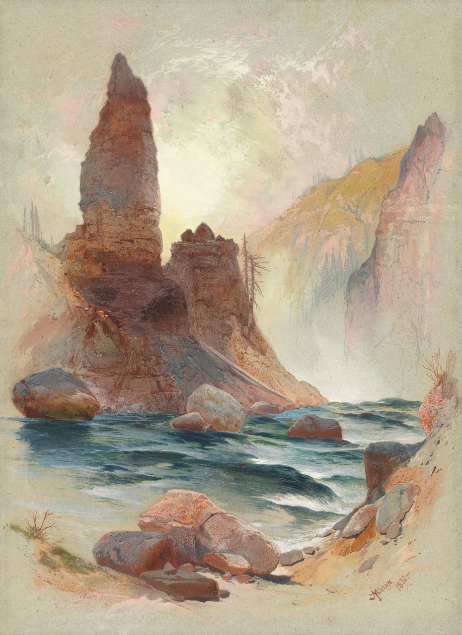 Wieża w Tower Falls, Yellowstone autorstwa Thomas Moran