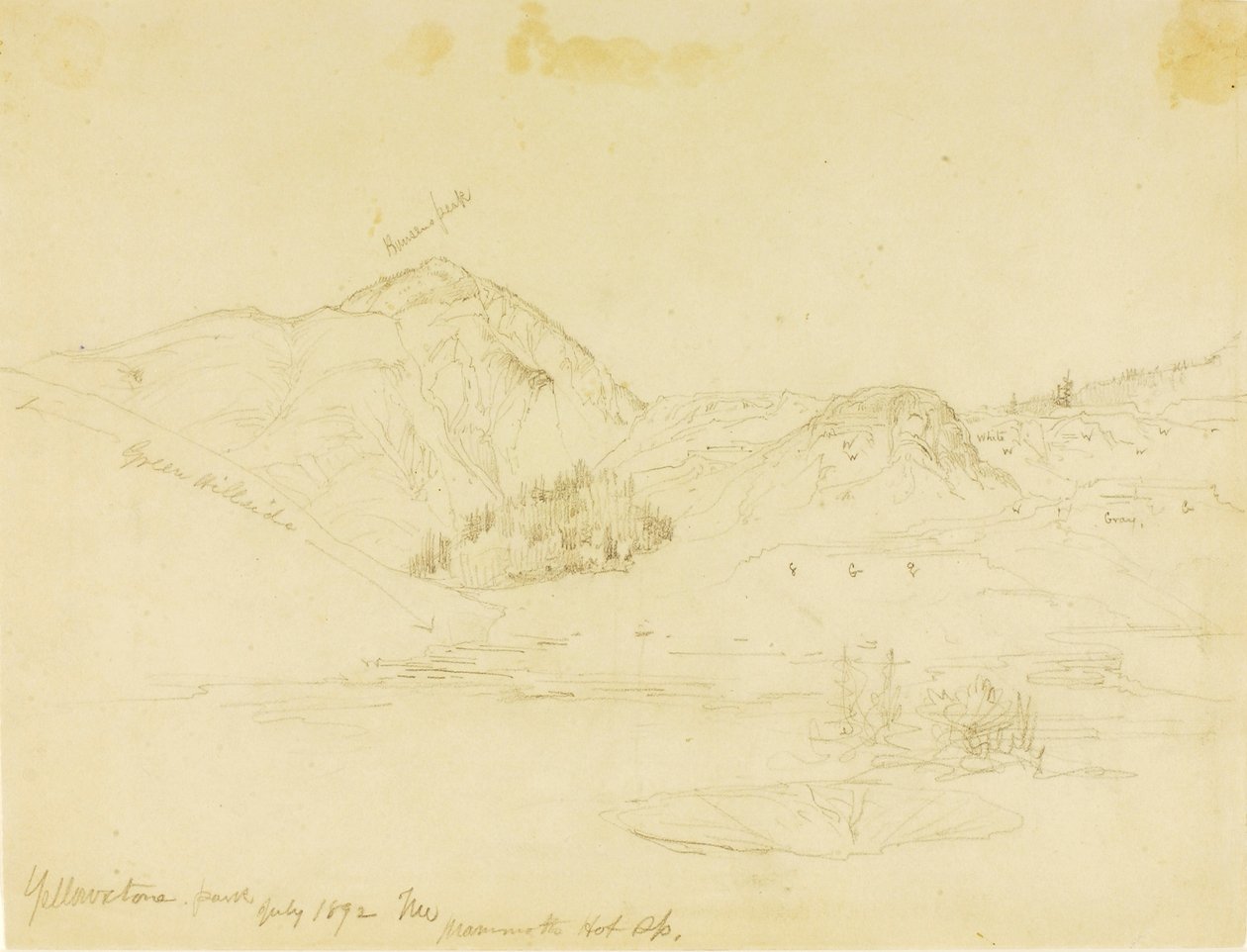 Park Yellowstone, Mammoth Hot Springs autorstwa Thomas Moran