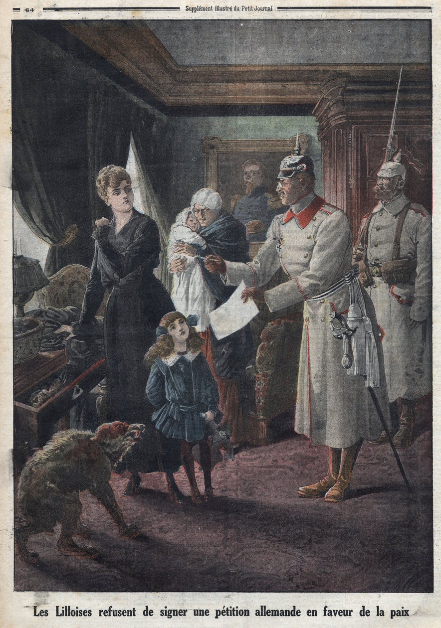 Pierwsza wojna światowa: mieszkańcy Lille odmawiają podpisania petycji o pokój od niemieckich żołnierzy autorstwa Thomas & Mortimer John Hamilton (1741-79) Jones