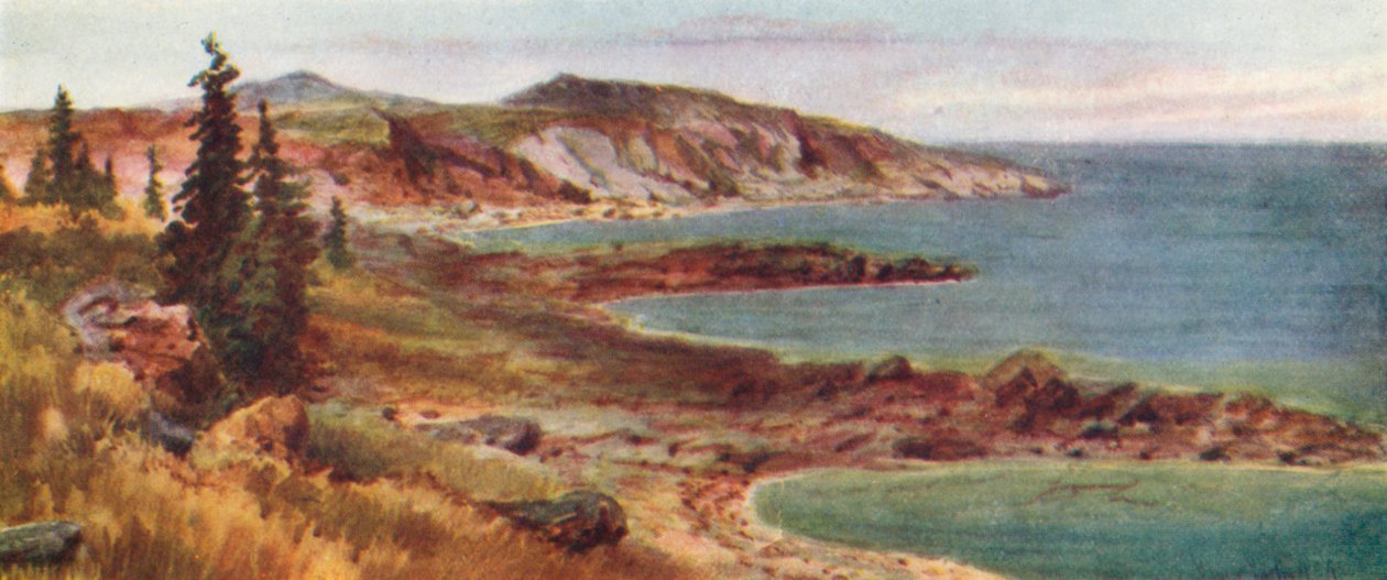 North Shore, jezioro Superior (kolorowa litografia) autorstwa Thomas Mower Martin