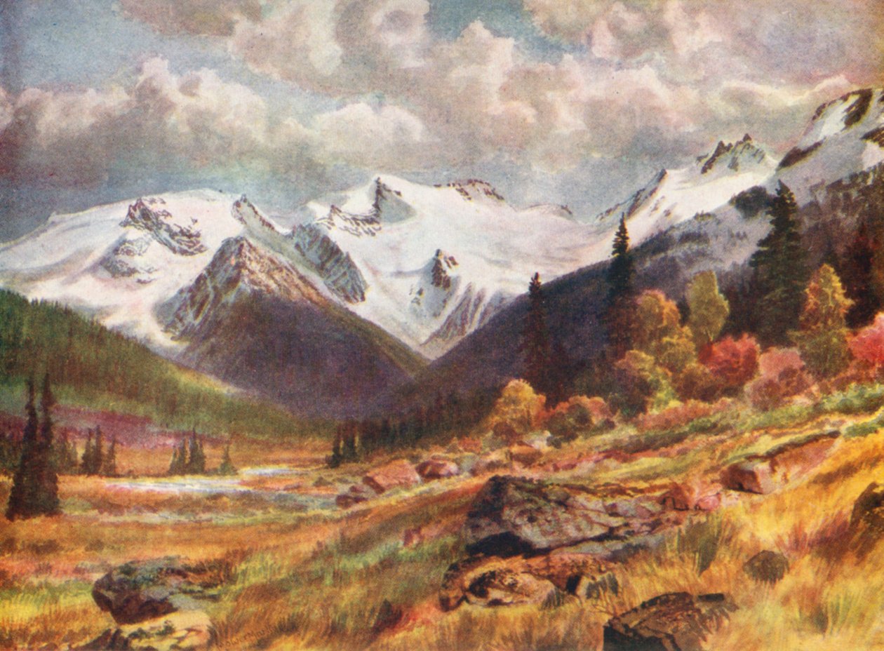 Dolina z przełęczy Rogers (kolorowa litografia) autorstwa Thomas Mower Martin