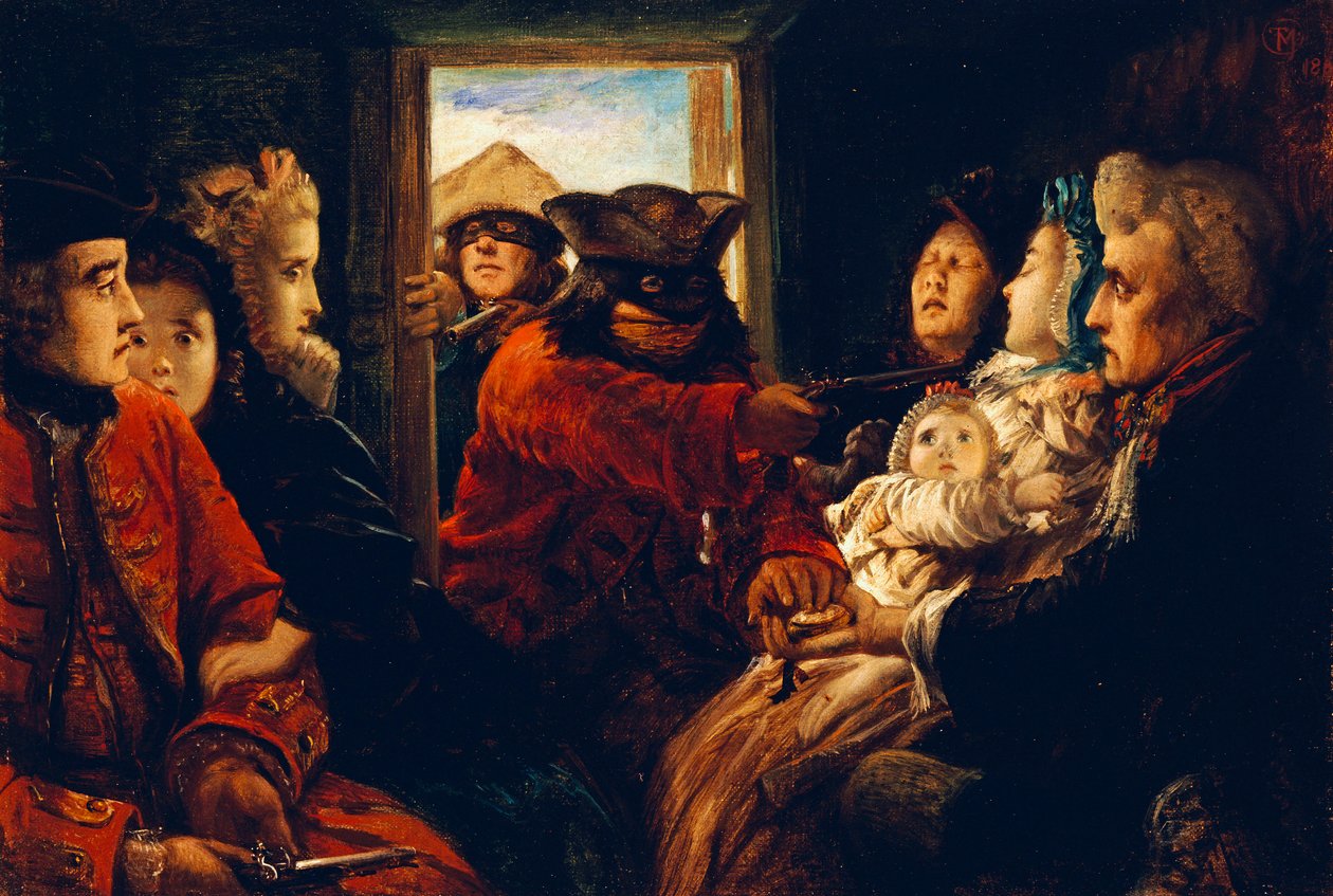 Podróżowanie po 1760, „Twoje pieniądze lub twoje życie”, 1861 autorstwa Thomas Musgrave Joy