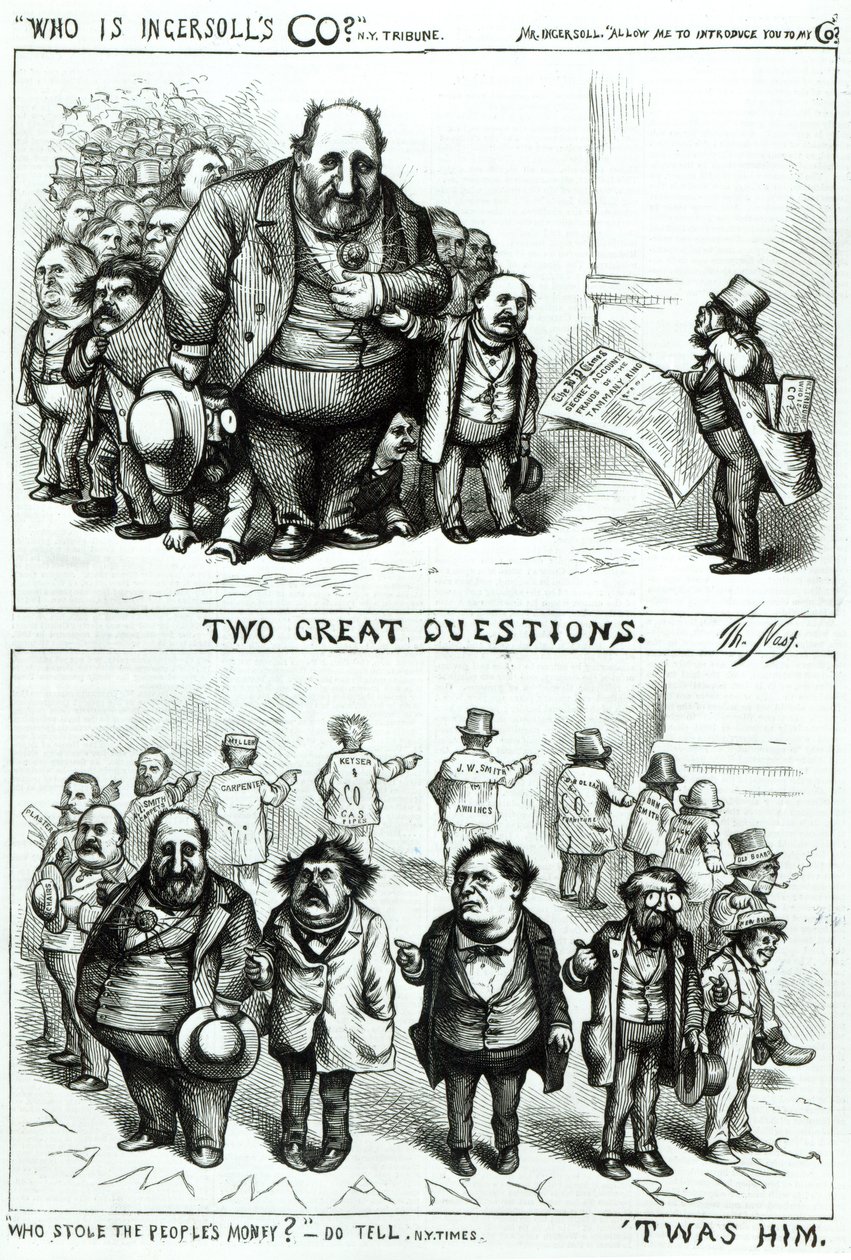 Kreskówki z Williamem Marcy „Bossem” Tweedem, Jamesem Ingersollem i Georgem Millerem, z „Harper