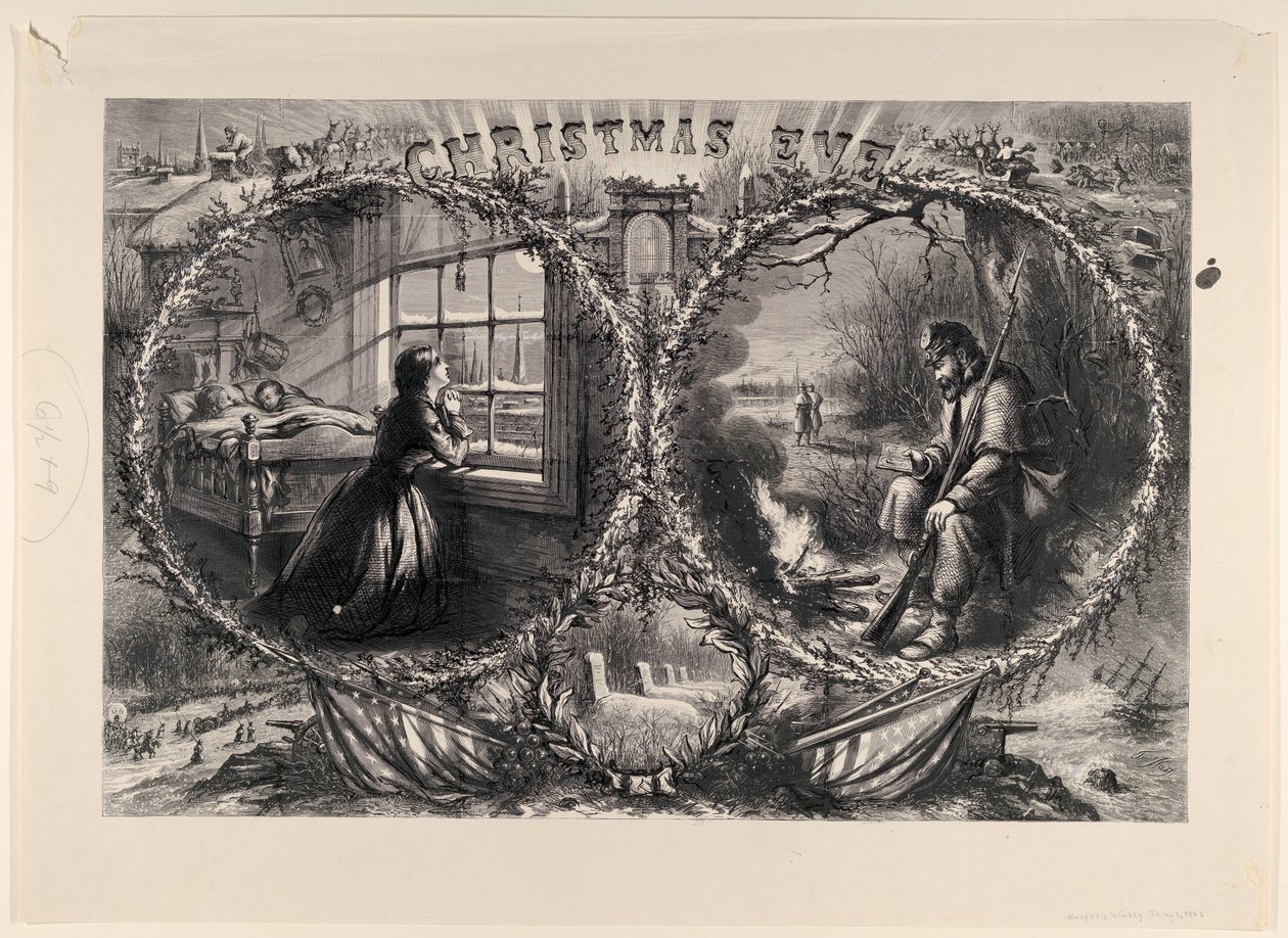 Wigilia wydana przez Harpers Weekly, 3 stycznia 1863, 1863 . autorstwa Thomas Nast