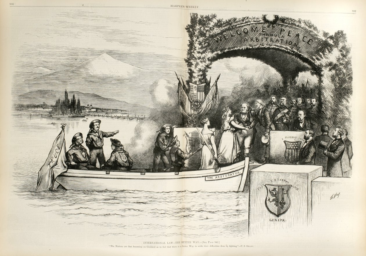 Prawo międzynarodowe - The Better Way..., 1874 (drewno) autorstwa Thomas Nast