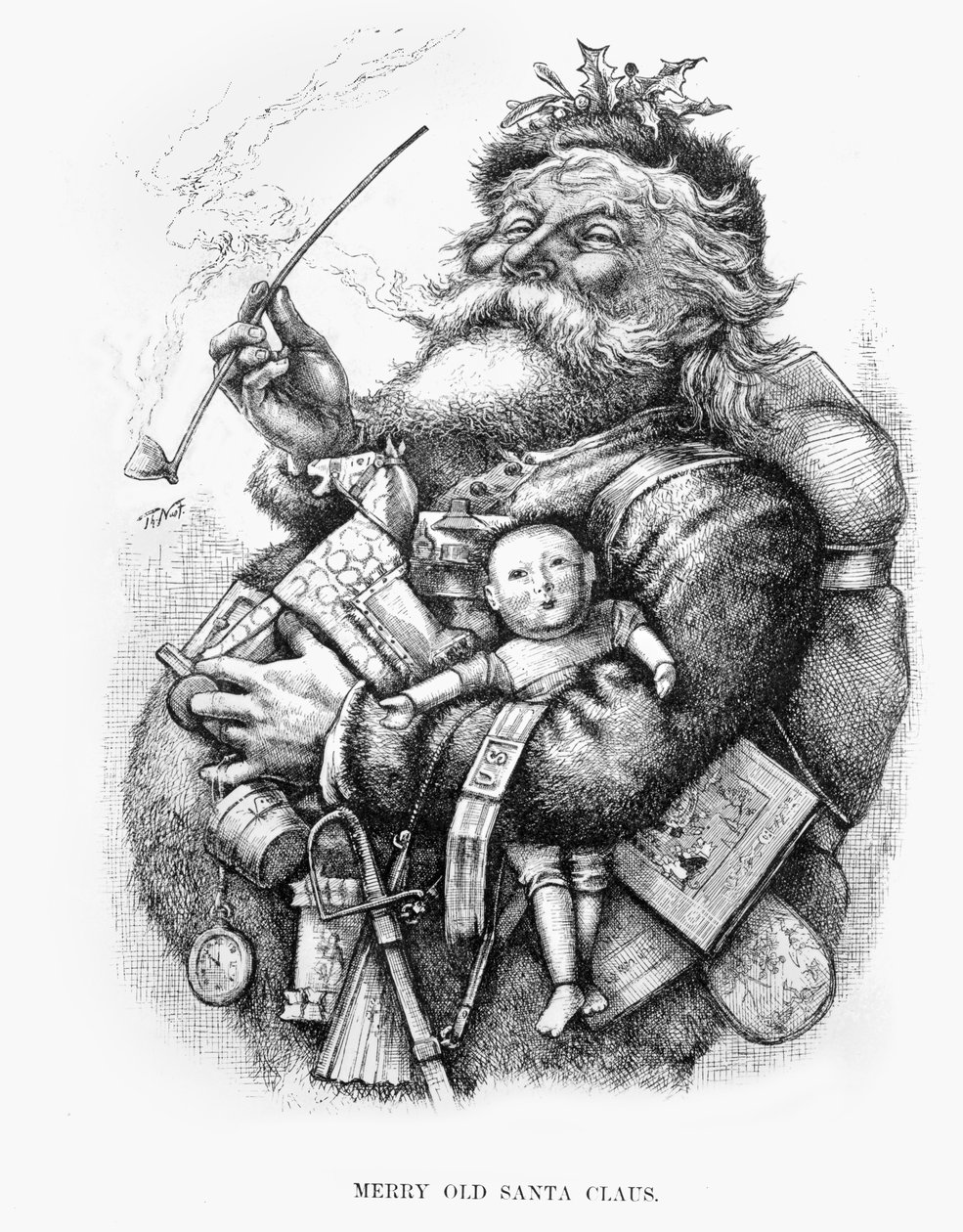 Wesoły Stary Mikołaj, grawerowany przez artystę autorstwa Thomas Nast