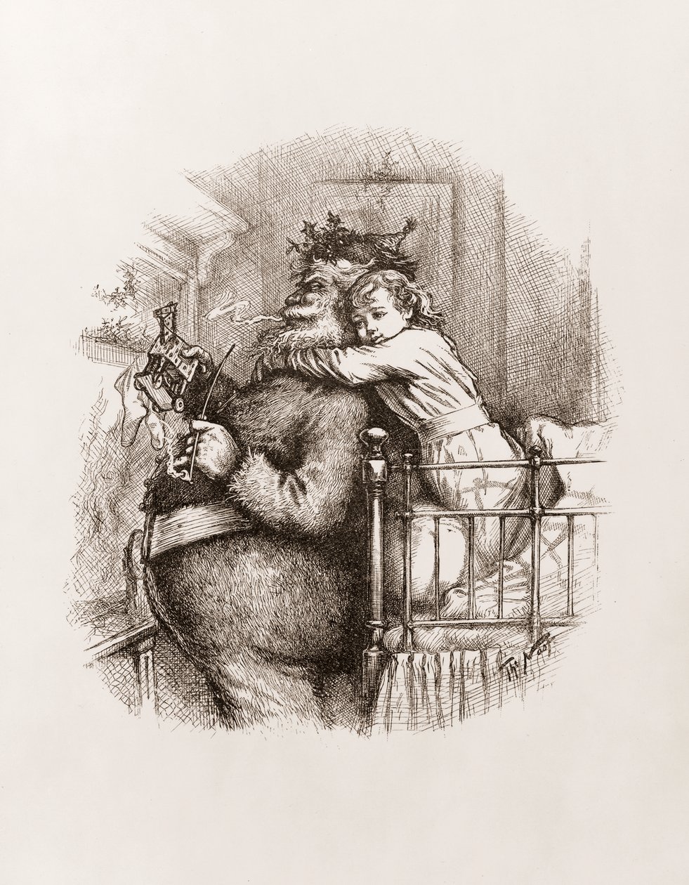 Święty Mikołaj Thomas Nast, c.1892 (czarno-biały grawerunek) autorstwa Thomas Nast