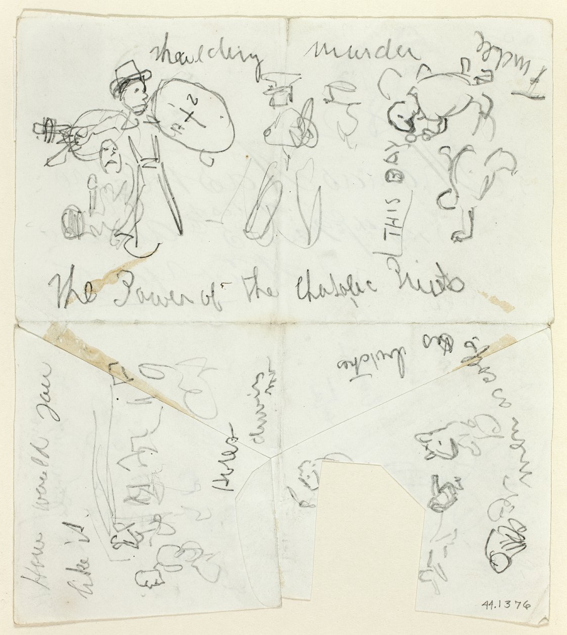 Arkusz szkiców: Władza księży katolickich (recto); Arkusz szkiców (verso) autorstwa Thomas Nast