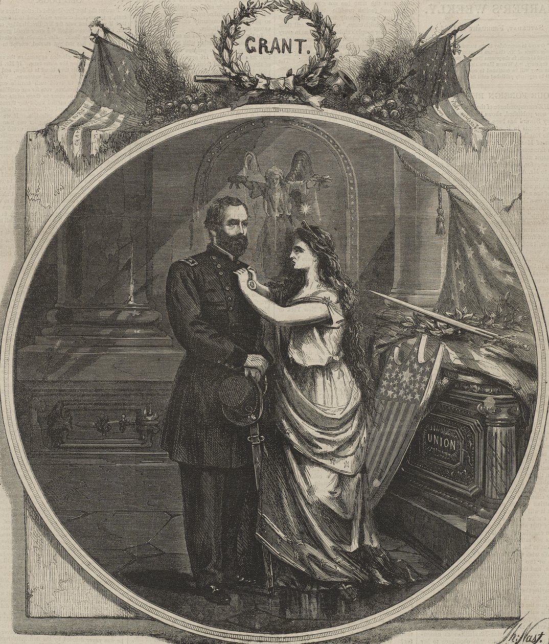Dzięki Grantowi, z Tygodnika Harpera, 6 lutego 1864 (drewno) autorstwa Thomas Nast