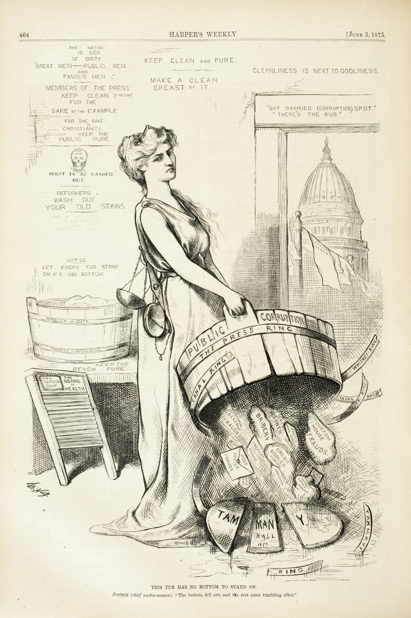 Ta wanna nie ma dna, na którym można by stać, 1875 (drewno) autorstwa Thomas Nast