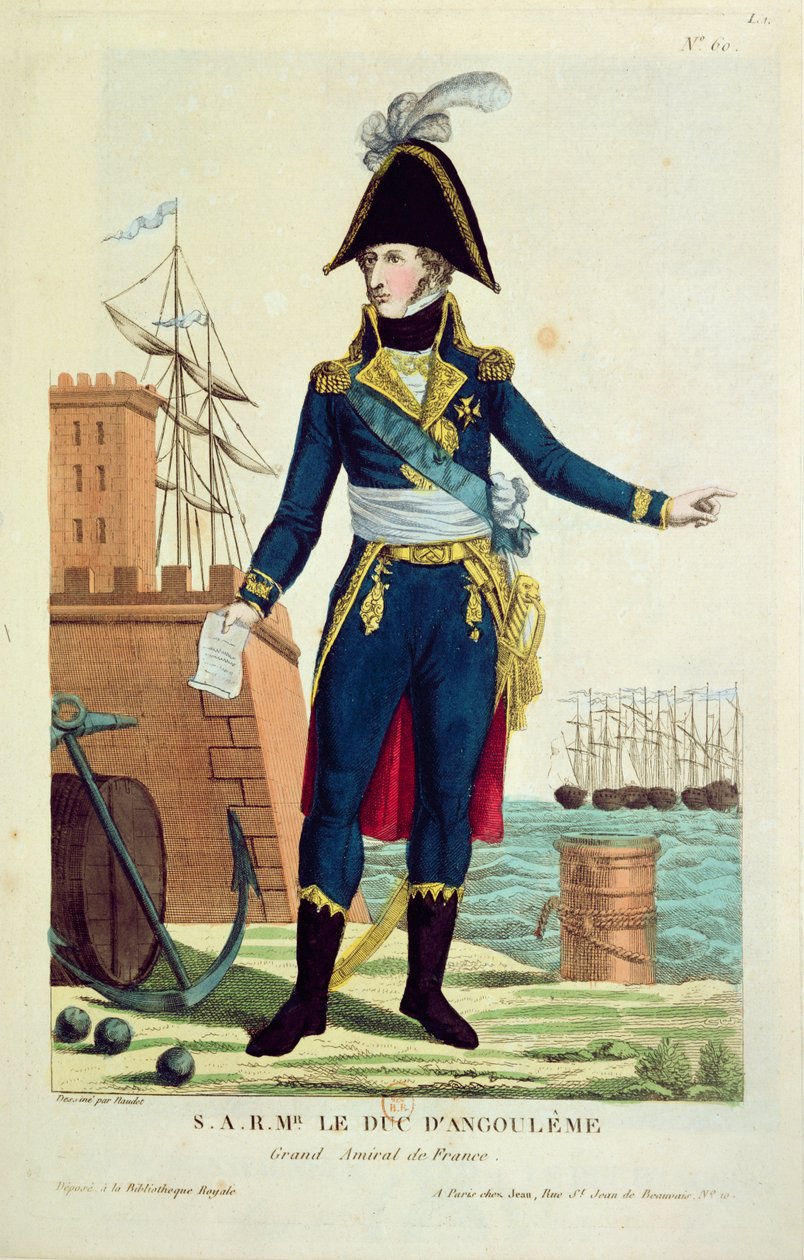 Louis-Antoine de Bourbon (1775-1844) książę Angouleme (kolorowy grawerunek) autorstwa Thomas Naudet
