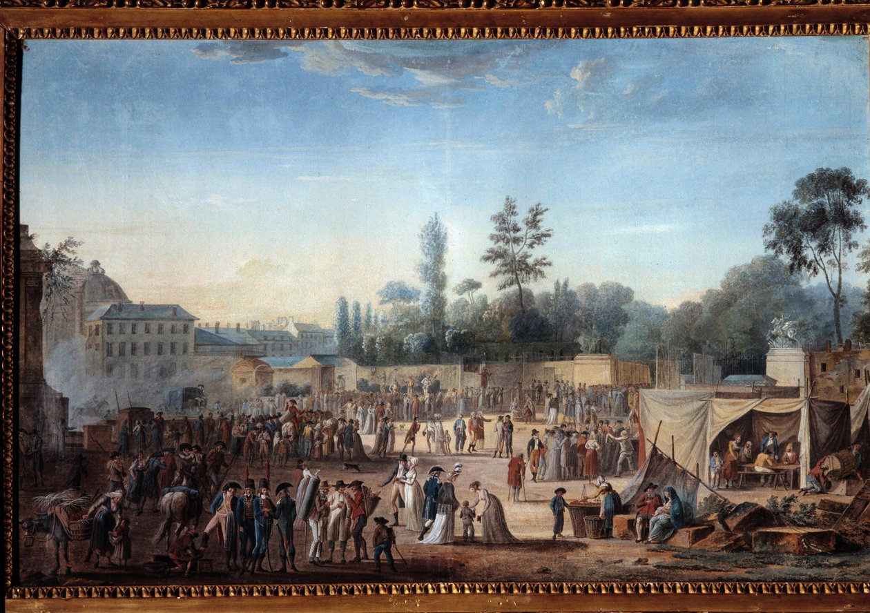 Widok na Place de la Revolution w Tuileries (1789-1799) Widok na Tuileries i obecny Place de la Concorde. Obraz Thomasa Naudeta (1778-1810) autorstwa Thomas Naudet