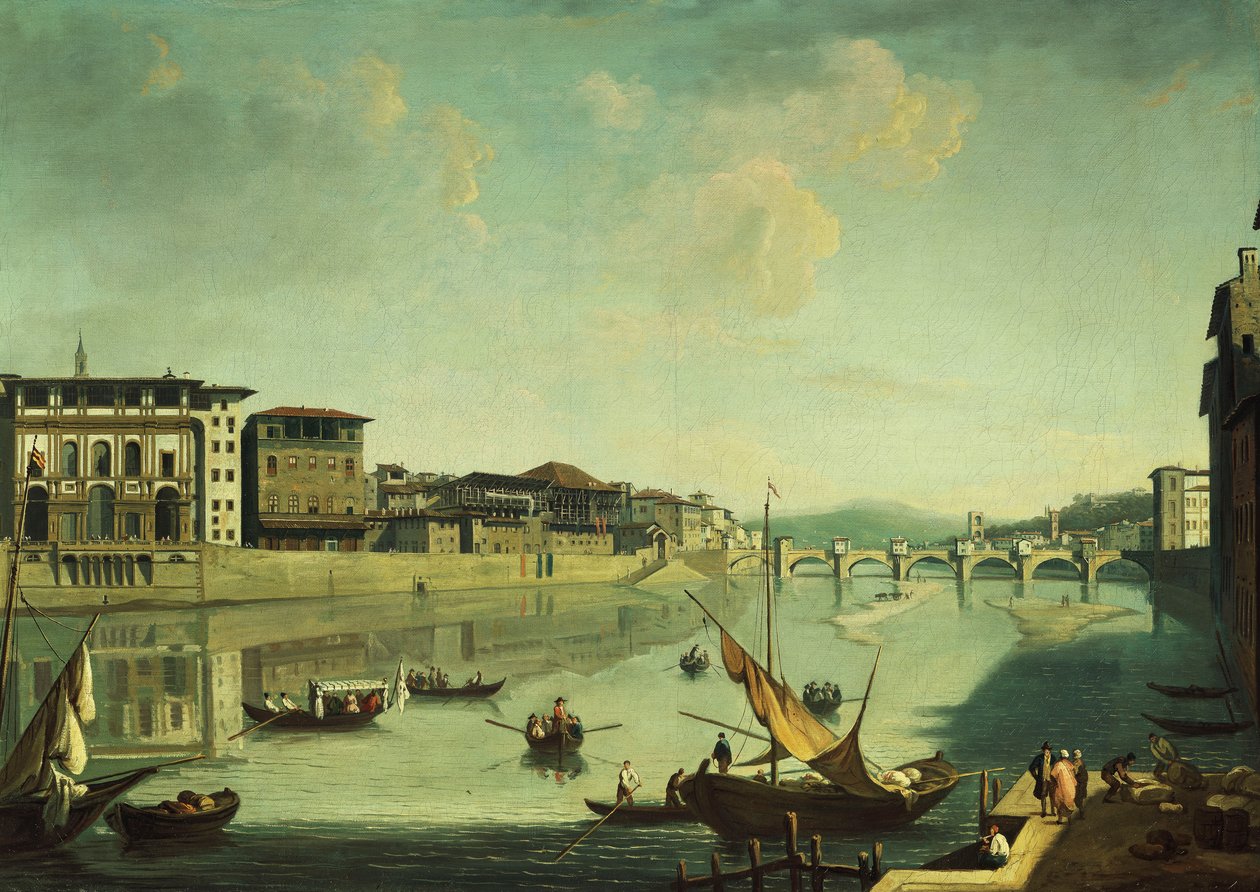 Widok na Arno z Ponte alle Gracie, Florencja, autorstwa Thomas Patch