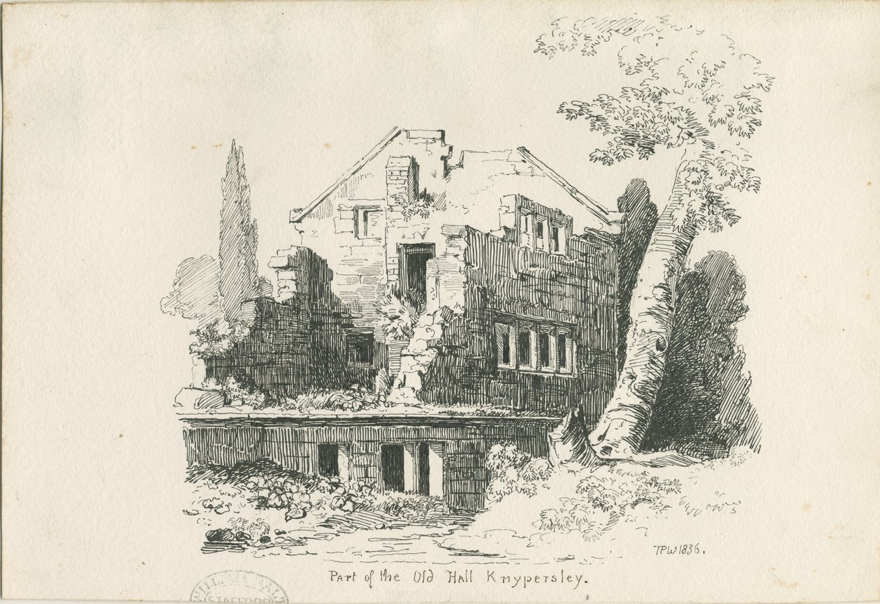 Biddulph - Knypersley Hall [stary] : szkic piórem i atramentem autorstwa Thomas Peploe Wood