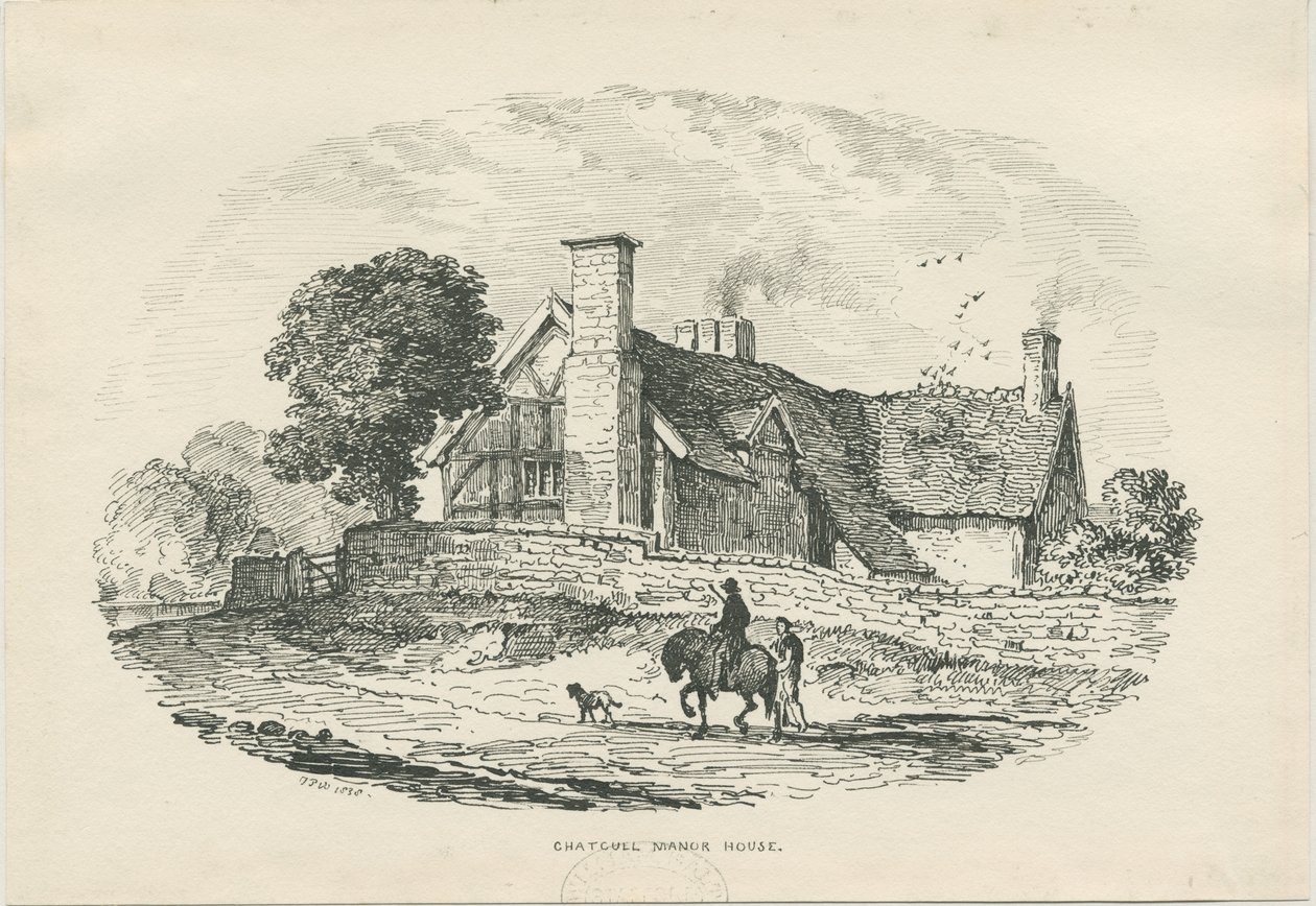 Chatcull Manor House: rysunek piórkiem i tuszem (winietowany) autorstwa Thomas Peploe Wood