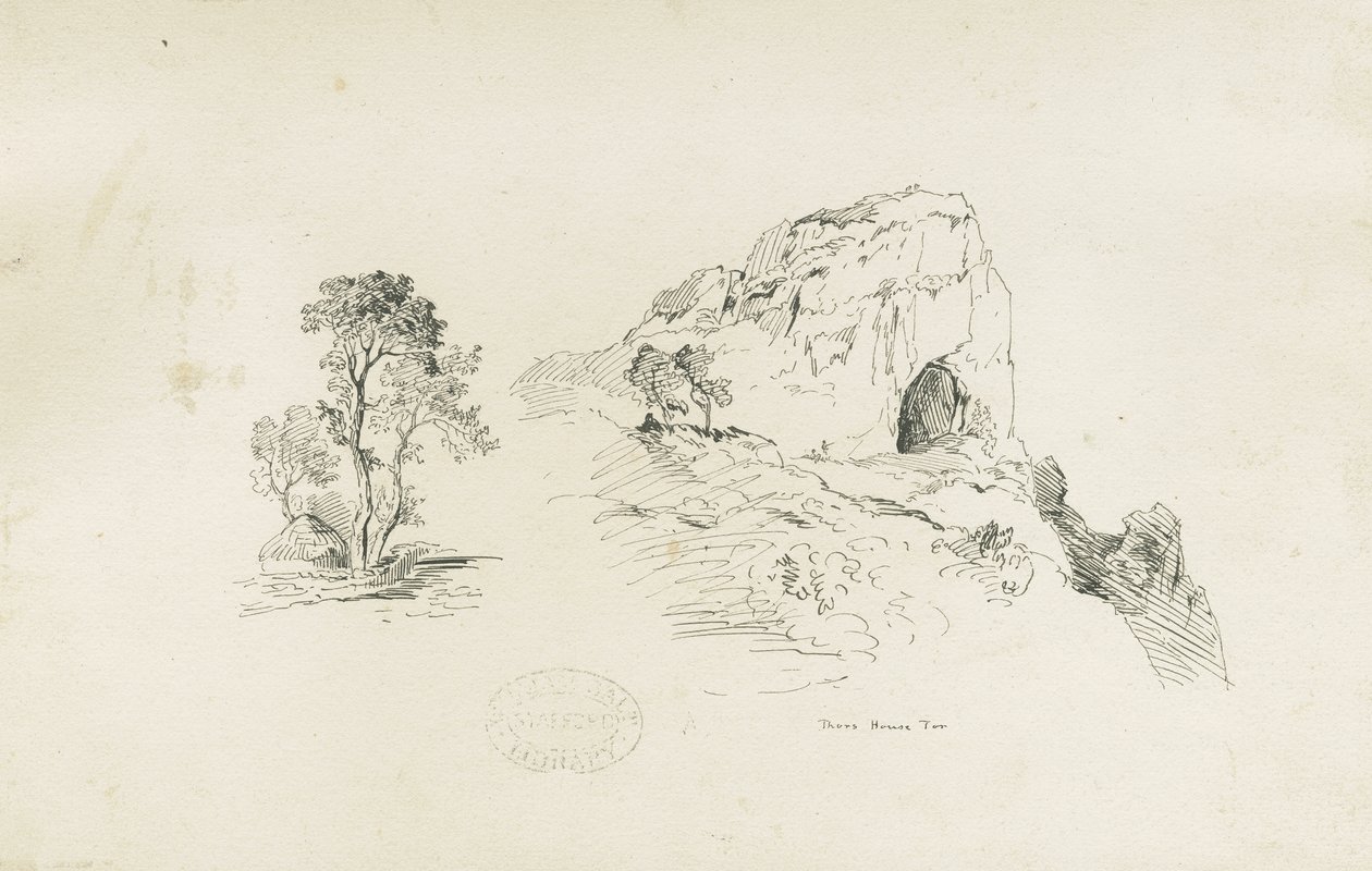 Dovedale - pejzaż: rysunek piórem i tuszem, bd [1817-1845] (rysunek) autorstwa Thomas Peploe Wood