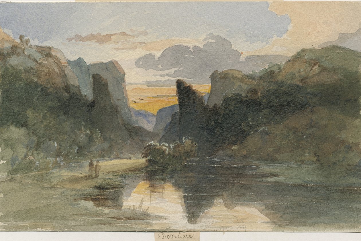 Dovedale - pejzaż: malarstwo akwarela, II [?XIX w.] autorstwa Thomas Peploe Wood