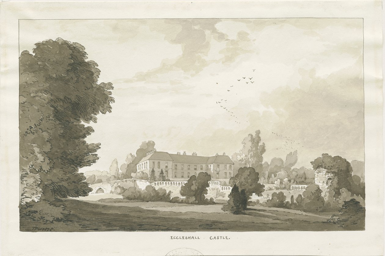Eccleshall - „Zamek”: rysunek w sepii autorstwa Thomas Peploe Wood