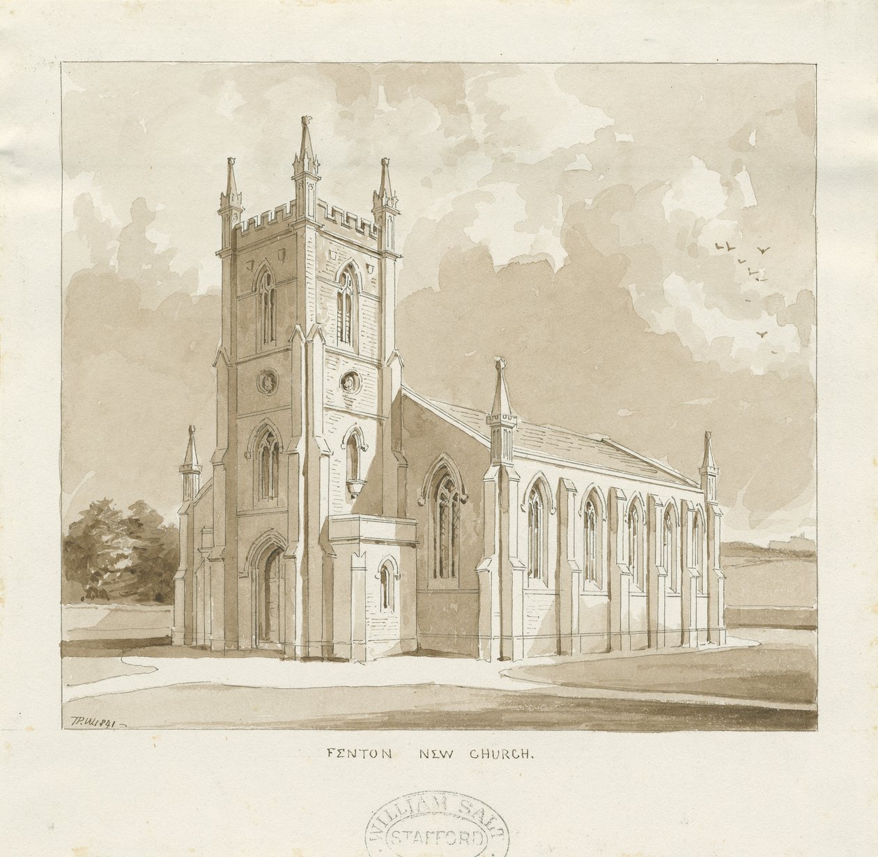 Fenton New Church: rysunek w sepii autorstwa Thomas Peploe Wood