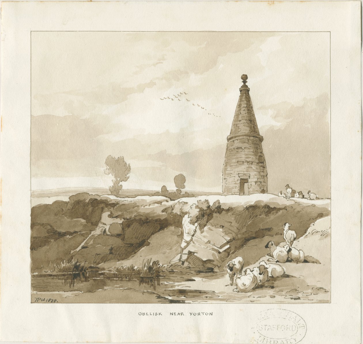 Forton - Obelisk: rysunek mycia autorstwa Thomas Peploe Wood
