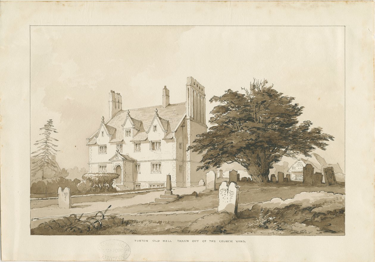 Forton Hall: rysunek płukania, nd [?1838] (rysunek) autorstwa Thomas Peploe Wood