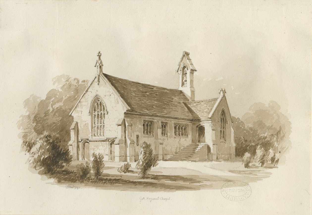 Wielka kaplica Haywood: rysunek w sepii, 1840 autorstwa Thomas Peploe Wood