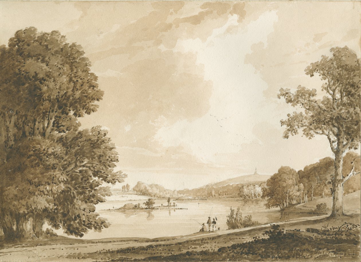 Hanford Church: rysunek w odcieniu sepii, nd [XIX w.] (rysunek) autorstwa Thomas Peploe Wood