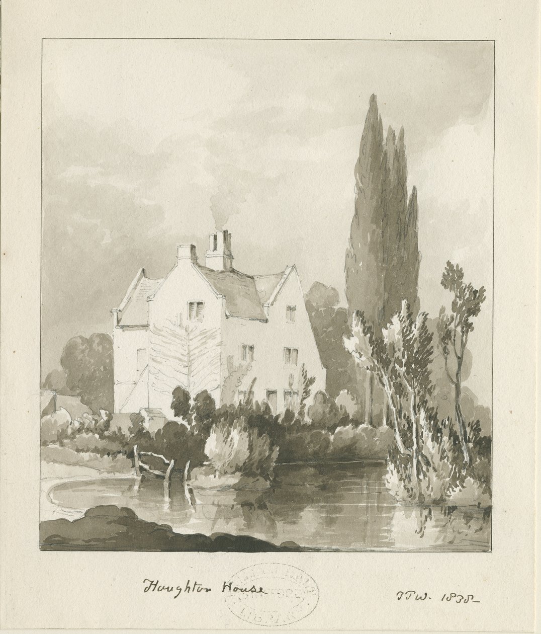 Haughton - Dom: rysunek w sepii autorstwa Thomas Peploe Wood