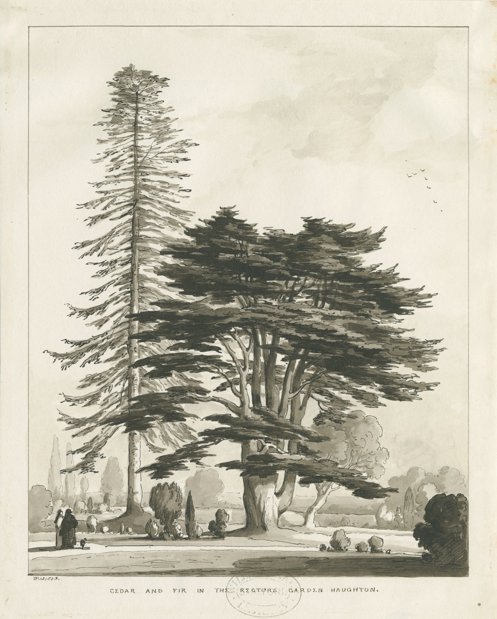 Haughton Rectory: rysunek w sepii autorstwa Thomas Peploe Wood