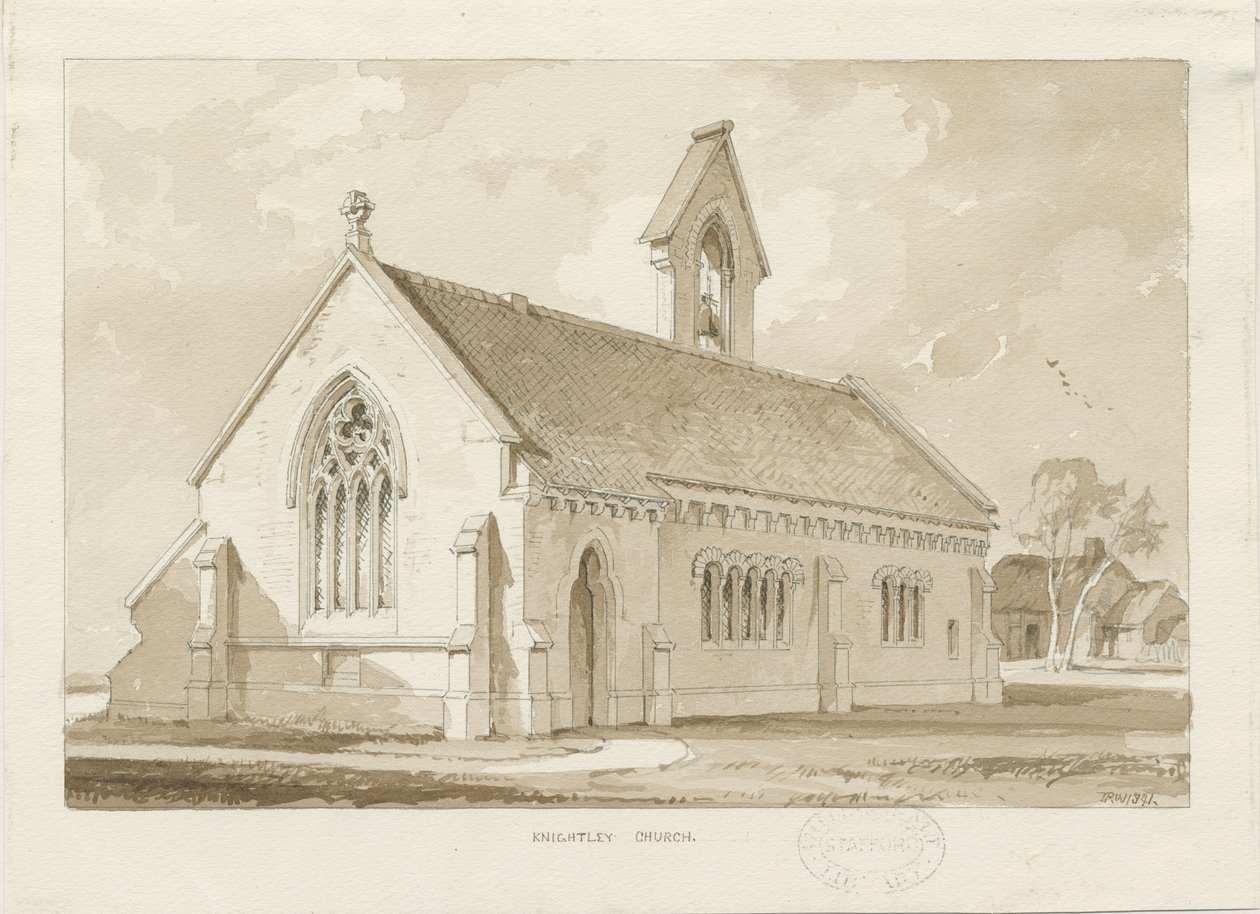 Kaplica Knightley: rysunek w odcieniu sepii, 1841 autorstwa Thomas Peploe Wood