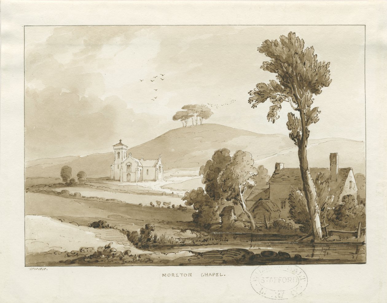Kaplica Moreton: rysunek w odcieniu sepii, 1838 autorstwa Thomas Peploe Wood